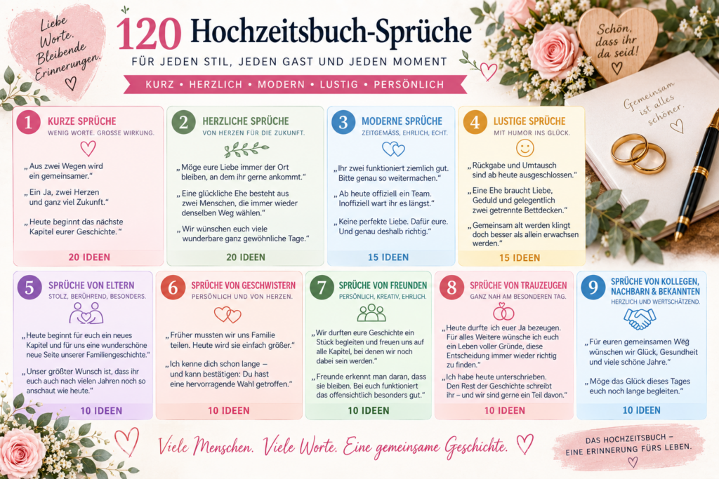 120 Hochzeitsbuch-Sprueche für jeden Moment